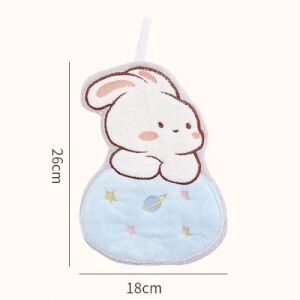 Cute Bunny Cartoon Soft Hanging Hand Towel - Planet Blue