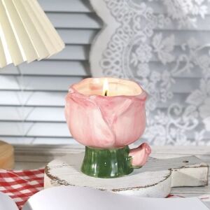 Tulip-Shaped Ceramic Container Pink