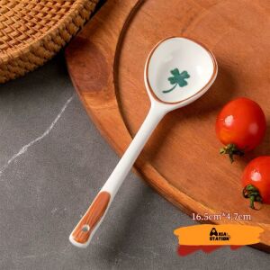 Japanese Style Ceramic Spoon - Four Leaf Clover