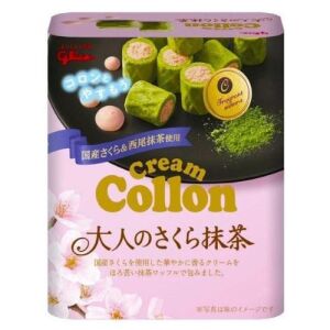 Glico Cream Collon Biscuit Roll (Sakura Matcha Flavor) 48g