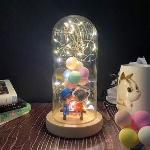 Romantic Balloon in Glass Dome with LED Light - Kiss