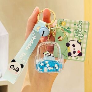 Key Chain Panda Seriel Blue Liquid Glitter Backpack