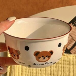 Happy Bear Cute Paint Bowl - Black Dot Bear