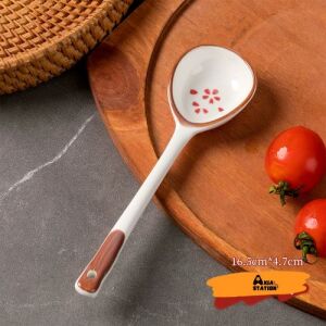 Japanese Style Ceramic Spoon - Red Petal