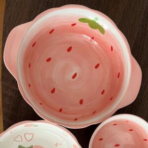 Strawberry Collection - Ceramic Bowl with Handle