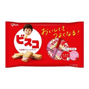 GLICO Bisco Cookie Strawberry Milk Flavor 155g