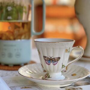 Garden Whispers Porcelain Tea Cup Set -Butterfly Ivory