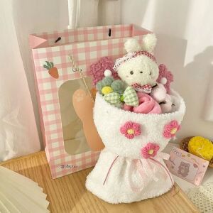 Plush Bouquet Gift - White Bunny (L)