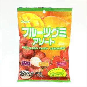 Kasugai Assorted Fruit Gummy Candy (Lychee, Mango and Strawberry) 102g