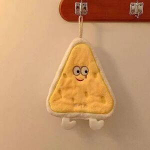 Cute Food Shape Cartoon Soft Hanging Hand Towel - Cheese Slice