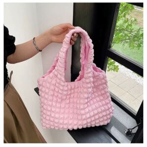 Bubble Quilted Tote Bag - Light Pink