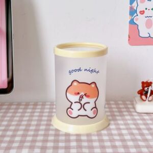 Cute Plastic Pen Holder Yellow Kitty