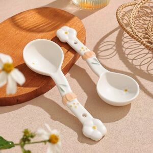 Delicate Floral Ceramic Spoon