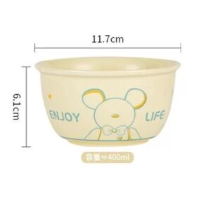 Bear Line Print Pattern Ceramic Bowl 400ml - Beige