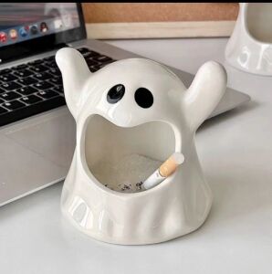 Multi Purpose Cute Ceramic Ashtray/Tealight Holder - Cute Ghost