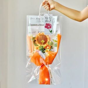 Realistic Crochet Flower Bouquet Sunflower Orange