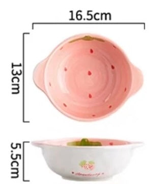 Strawberry Collection - Ceramic Bowl with Handle