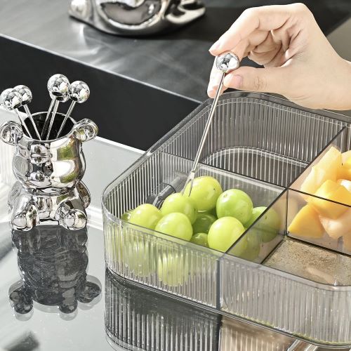 1 Set Stainless Steel Fruit Fork Ceramic Bear Base