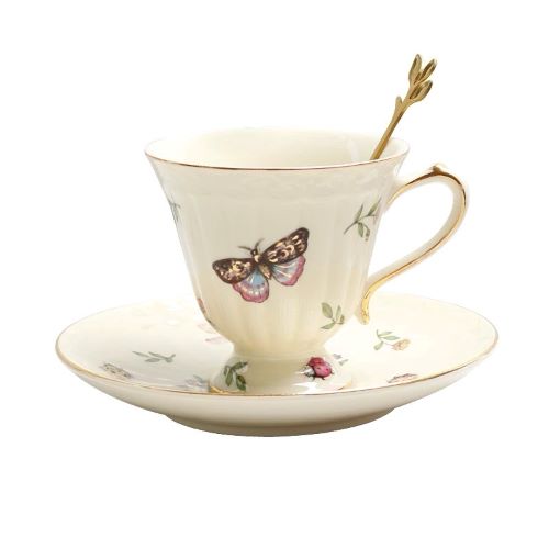 Garden Whispers Porcelain Tea Cup Set -Butterfly Ivory