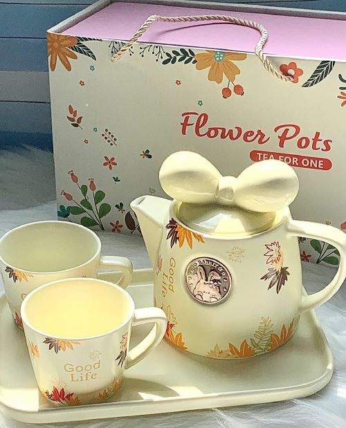 Maple Bowknot Tea Set with Gift Box - Ivory