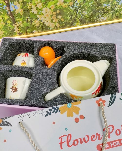 Maple Bowknot Tea Set with Gift Box - Orange