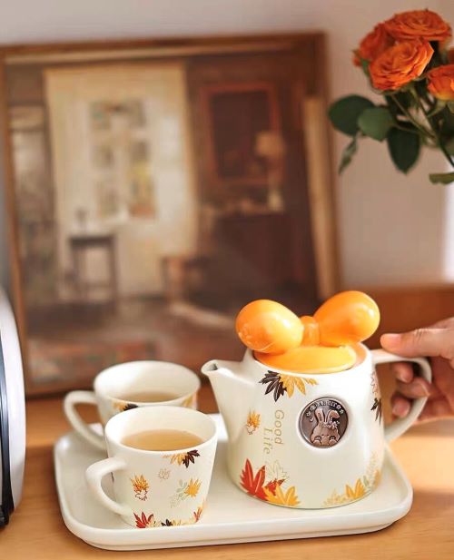 Maple Bowknot Tea Set with Gift Box - Orange