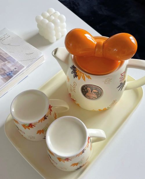 Maple Bowknot Tea Set with Gift Box - Orange