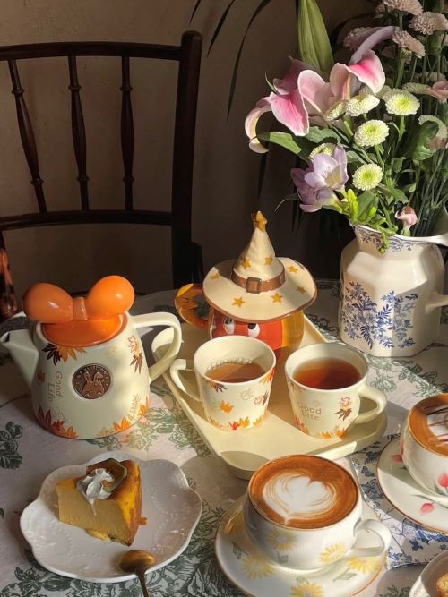 Maple Bowknot Tea Set with Gift Box - Orange