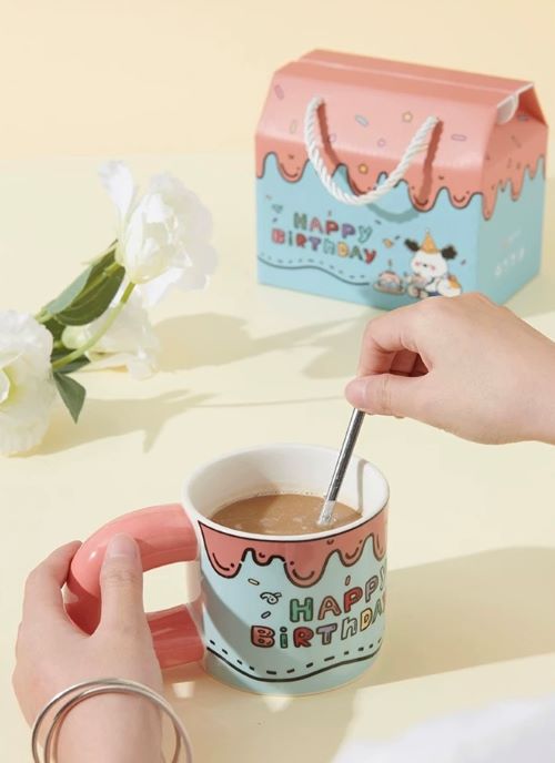 Cute Paint Mug with Gift Box - "Happy Birthday"