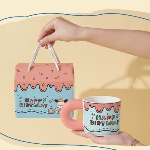 Cute Paint Mug with Gift Box - "Happy Birthday"