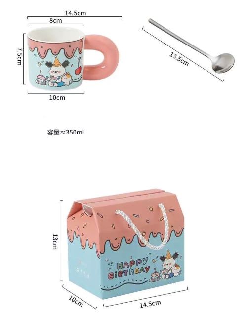 Cute Paint Mug with Gift Box - "Happy Birthday"