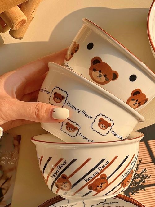 Happy Bear Cute Paint Bowl - Outline Bear