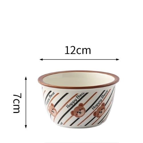 Happy Bear Cute Paint Bowl - Diagonal Striped Bear