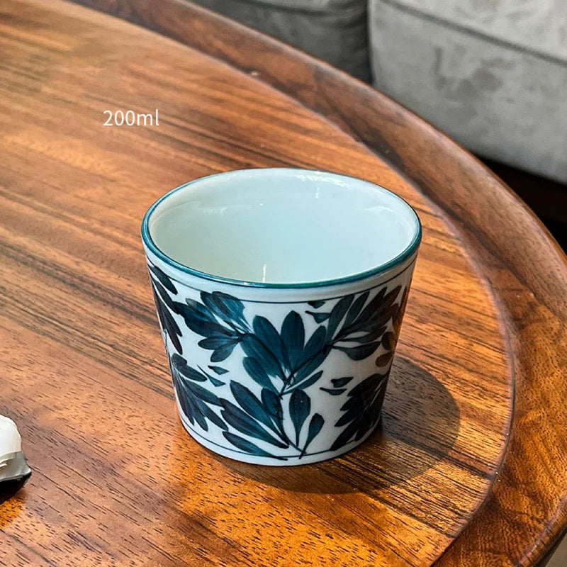 Blue and White Porcelain Cup- Leaves 200ml