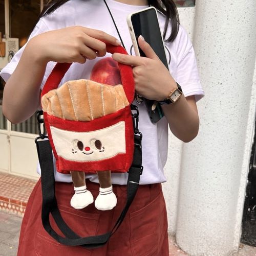 Cute Fluffy Plush French Fries Shoulder Bag