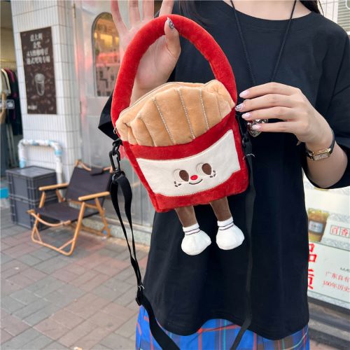 Cute Fluffy Plush French Fries Shoulder Bag