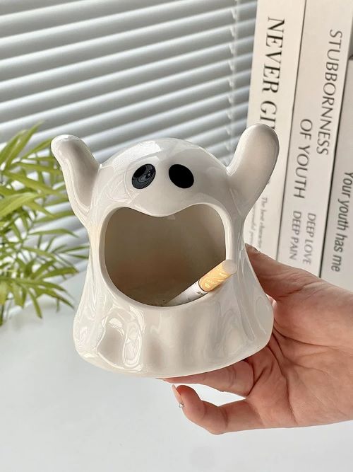 Multi Purpose Cute Ceramic Ashtray/Tealight Holder - Cute Ghost