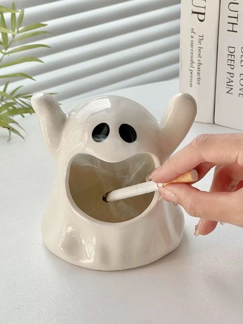 Multi Purpose Cute Ceramic Ashtray/Tealight Holder - Cute Ghost