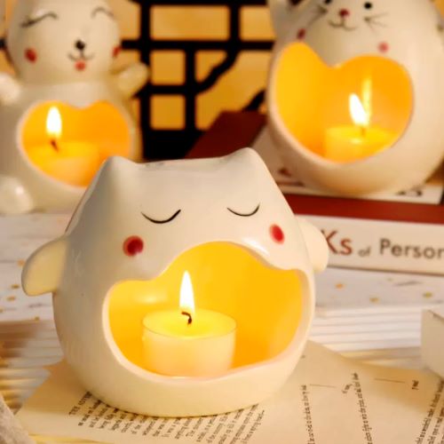 Multi Purpose Cute Ceramic Ashtray/Tealight Holder - Cute Cat