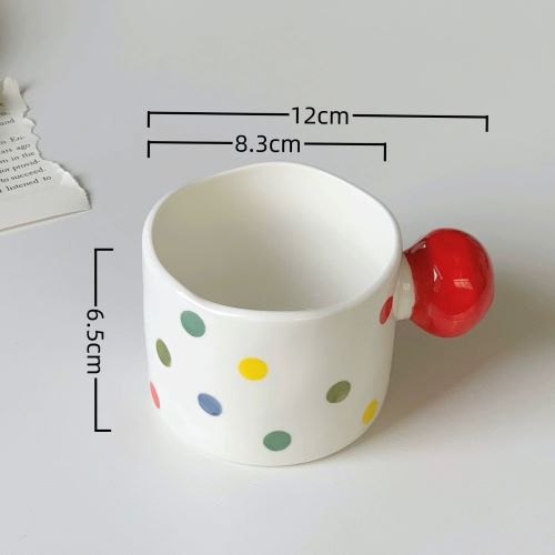 Cute Ins Style Polka Dot Ball Handle Ceramic Mug