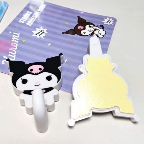 Sanrio Plastic Strong Self Adhesive Hooks - Kuromi Black