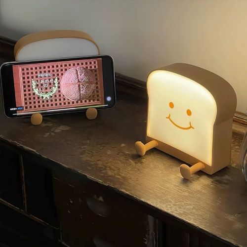 Cute Toast Night Lights with Phone Stand (Brightness Adjustable)