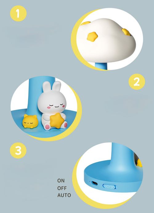 Cute Cloud Bunny Night Lights (Brightness Adjustable)